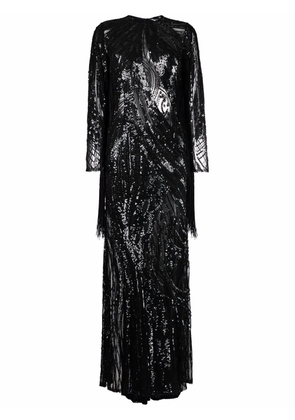 Elie Saab long bead-embellished gown - Black