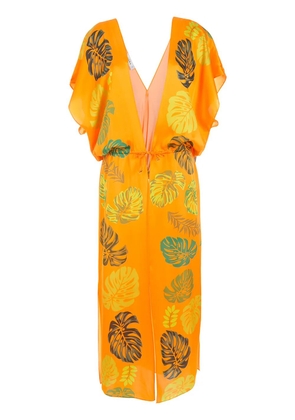 Amir Slama palm leaf-print beach dress - Orange