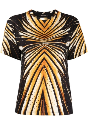 Roberto Cavalli geometric-print crystal-embellished T-shirt - Brown