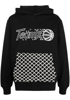 Just Don graphic-print cotton hoodie - Black