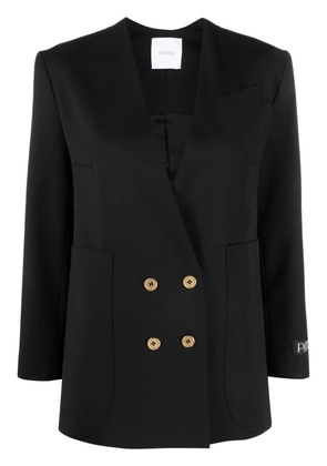 Patou collarless double-breasted blazer - Black