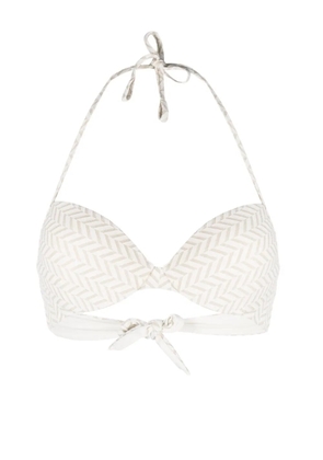 TWINSET herringbone-pattern bikini top - White