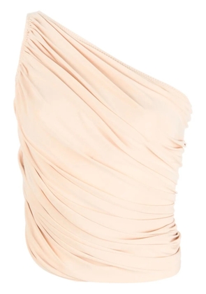 Norma Kamali draped one-shoulder top - Neutrals