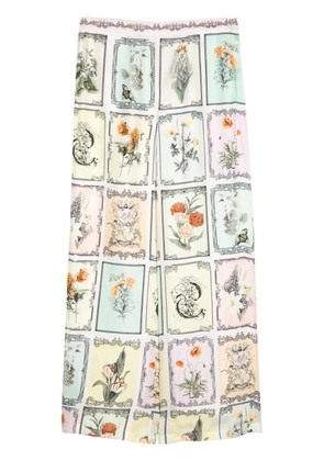 Camilla Long Live Letterpress-print wide-leg trousers - Green