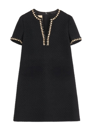 Valentino Garavani embroidered canestrello-tweed mini dress - Black