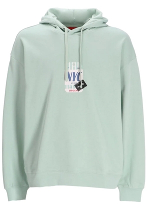 HUGO graphic-print cotton hoodie - Green