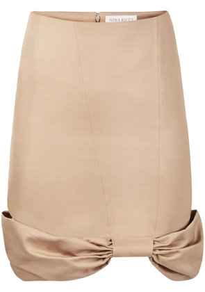 Nina Ricci Bow Peplum Mid Skirt - Neutrals