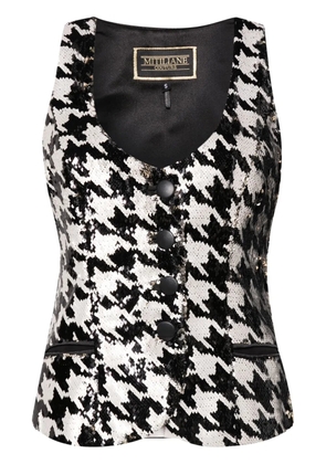 MITILIANE COUTURE houndstooth-patterned sequinned vest - Black