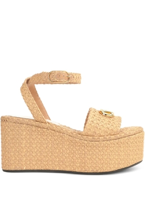 Sergio Rossi logo-plaque platform sandals - Neutrals
