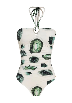 Brigitte emerald-print swimsuit - White
