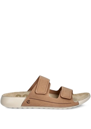 ECCO Cozmo double-strap leather slides - Brown