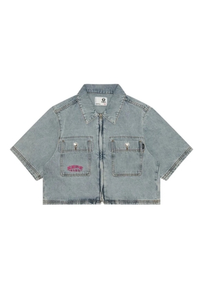 A BATHING APE® zip-up cropped shirt - Blue