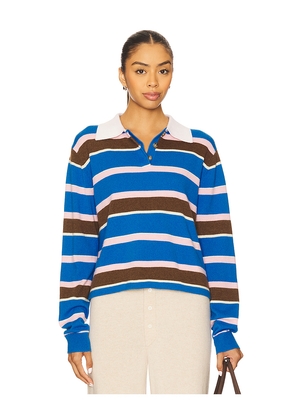 Guest In Residence Cropped Stripe Rugby Sweater in Blue. Size M. Also in S, XS.