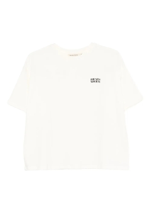 THE NEW SOCIETY logo-embroidered crop T-shirt - White