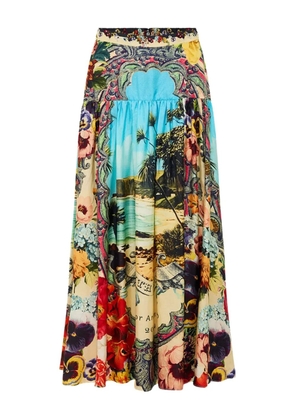Camilla floral-print gathered midi skirt - Blue