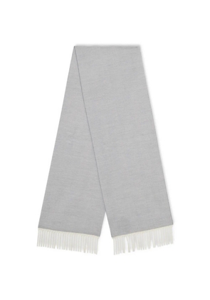 Brooks Brothers chevron fringed wool scarf - Blue