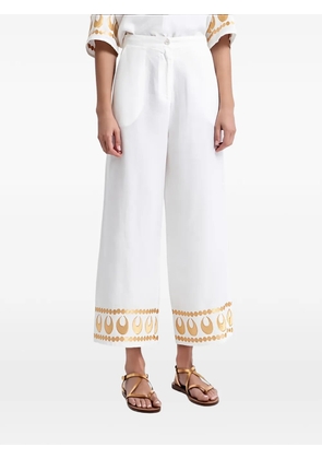 GREEK ARCHAIC KORI Selene embroidered trousers - White