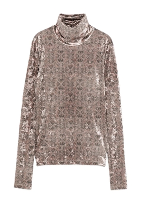 Pierre-Louis Mascia geometric-pattern velvet top - Neutrals