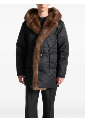 Manière De Voir faux-fur black parka coat