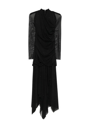 Talbot Runhof draped long-sleeve dress - Black