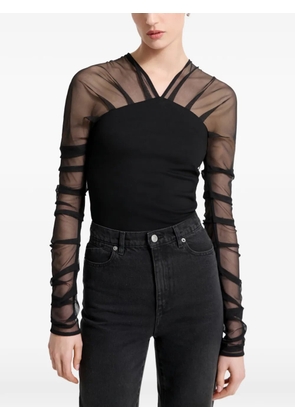 Marcella Lita mesh-sleeves blouse - Black