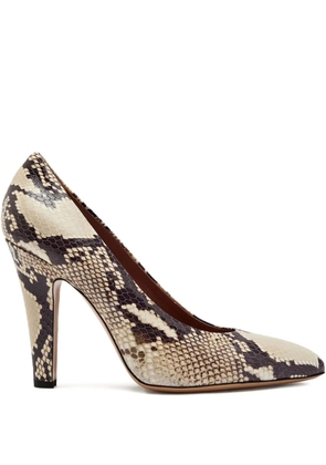 Paris Texas 100mm Elsa snake-print pumps - Neutrals