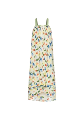 BODE flower stamp midi dress - Neutrals