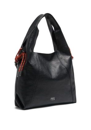 Bimba y Lola large Paper leather drawstring shoulder bag - Black