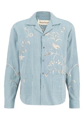 Baziszt Saba embroidered striped shirt - Blue