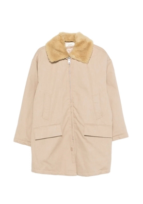 6397 Security fur-collar pocket parka coat - Neutrals