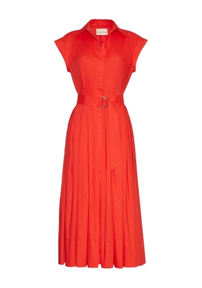 Cara Cara belted pleated midi day dress - Red