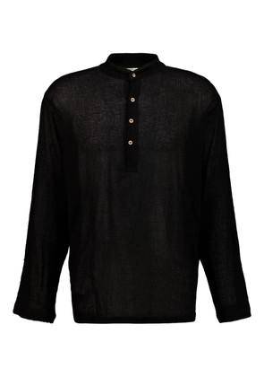 SPIRITUM TULUM Gauze coconut-shell button shirt - Black
