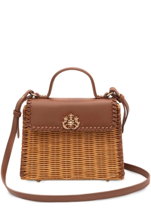 Isla Selene woven appliqué shoulder bag - Brown