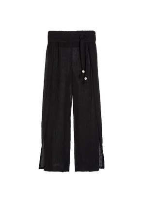 Lisa Marie Fernandez knot-detail split trousers - Black