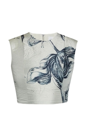 ERDEM floral-print sleeveless satin top - Grey