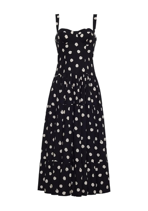 Cara Cara Santiago polka-dot tiered midi dress - Black
