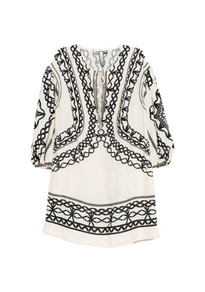 SCARLETT POPPIES Portofina geometric-print mini dress - Neutrals