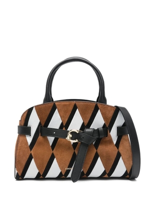 Coccinelle diamond-pattern buckled tote bag - Brown