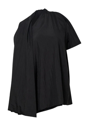 pushBUTTON draped short-sleeve top - Black