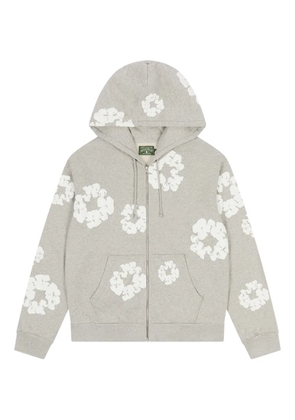 Denim Tears wreath-print zip-up hoodie - Grey