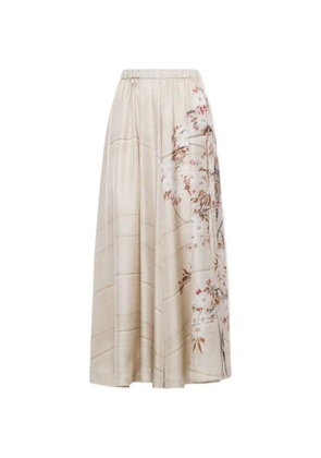 Pierre-Louis Mascia Aloe A-line silk midi skirt - Neutrals