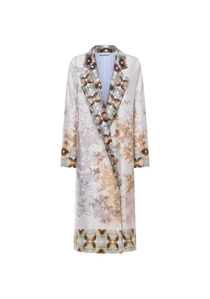 Pierre-Louis Mascia Entho botanicals graphic silk coat - White
