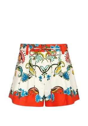 Marie Oliver Lander floral print belted tailored shorts - White