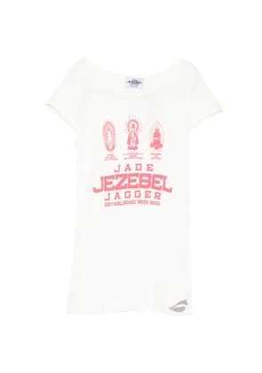 Jade Jagger logo-print T-shirt - Neutrals