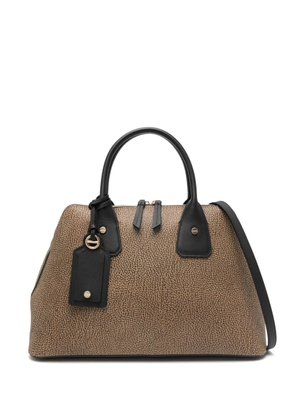 Borbonese textured top-handle tote bag - Brown
