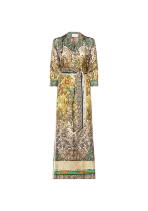 Pierre-Louis Mascia Aloe belted silk midi shirt dress - Green