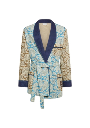 Pierre-Louis Mascia Ricordo floral-print shawl-collar jacket - Blue