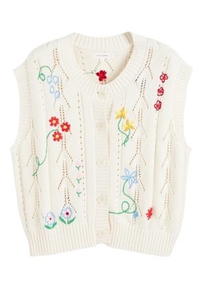 Chinti & Parker floral-embroidered sleeveless cardigan - Neutrals