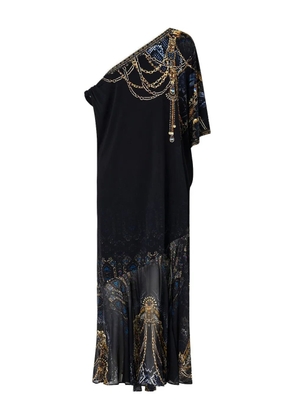 Camilla twisted one-shoulder midi dress - Black