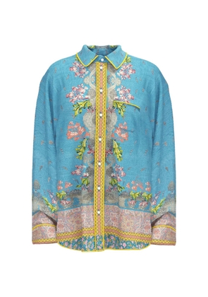 Pierre-Louis Mascia Aloe floral-print longsleeve shirt - Blue